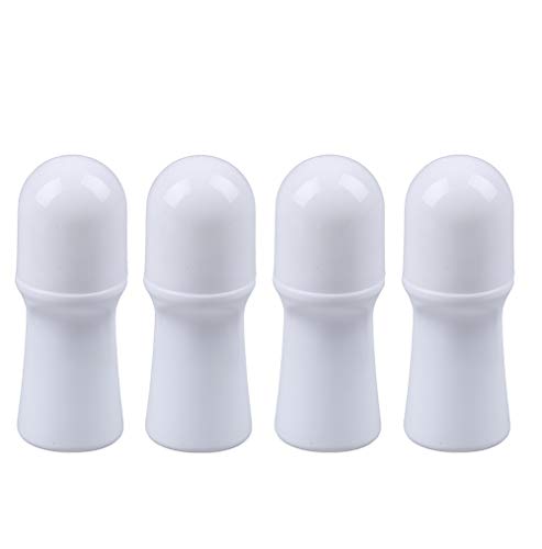 4 Pcs 30ml Plastic Roll On Bottle,Empty Refillable White Deodorant Containers With Plastic Roller Ball HDPE Plastic Roller Bottles For DIY Anti-perspirant,Relief Oil Roll-On Leak-Proof Container