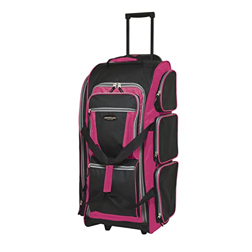 Travelers Club Xpedition 30 Inch Multi-Pocket Upright Rolling Duffel Bag, Hot Pink, 30' Suitcase