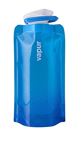 Vapur Flexible, Collapsible Wide Mouth Anti-Bottle with Detachable Carabiner, Convenient, Portable Hydration for Travel and Outdoor Adventures, 16 Ounce, Cyan Blue, Pack of 1