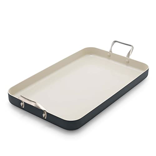 GreenPan Healthy Ceramic Nonstick, 18' x 11' Double Burner Griddle Pan, PFAS-Free, Dishwasher Safe, Oven & Broiler Safe, Black