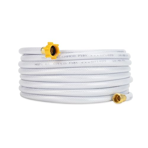 Camco TastePURE 50-Ft Water Hose - RV Drinking Water Hose Contains No Lead, No BPA & No Phthalate - Features Reinforced Design & Crafted of PVC - 1/2” Inside Diameter, Made in the USA (22753)