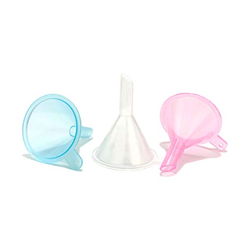 Refillable Cosmetic Containers Funnels, Funnels for Filling Bottles of Lotion, Water, Essential Oils, Lotions, Shampoo, Conditions, Cleaning Products, Pink, Clear, Blue