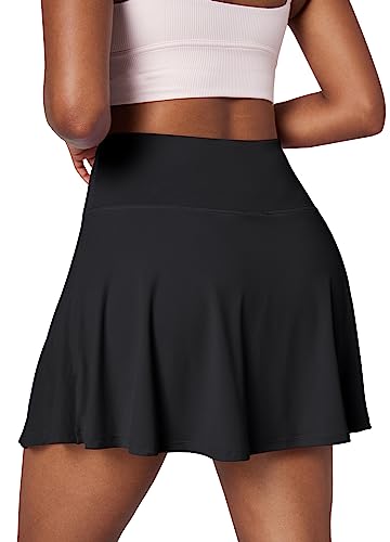 Ewedoos Womens Skorts with Pockets Shorts Tennis Skirts for Women High Waisted Athletic Golf Running Pickleball Black