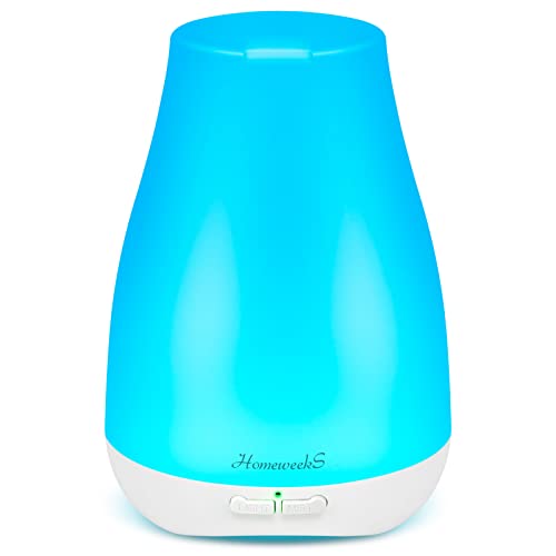 Homeweeks Diffusers, 100ml Colorful Essential Oil Diffuser with Adjustable Mist Mode,Auto Off Aroma Diffuser for Bedroom/Office/Trip (100 ML 1 Pack)