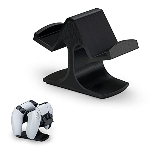 BRAINWAVZ Dual Game Controller Desktop Holder Stand - Universal Design for Xbox ONE, PS5, PS4, PC, Steelseries, Steam & More, Reduce Clutter UGDS-03 (Black)