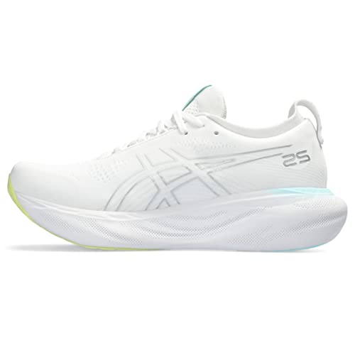 ASICS Women's Gel-Nimbus 25 Running Shoes, 8, White/Pure Silver