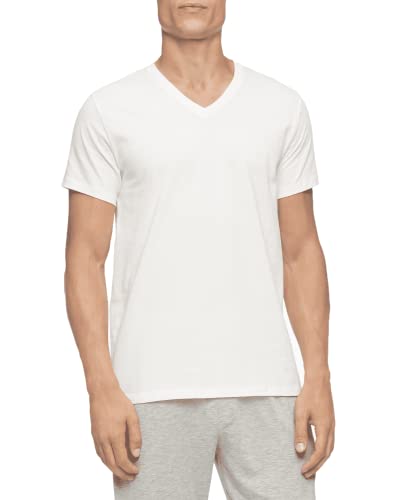 Calvin Klein Men's Cotton Classics 5-Pack Undershirts, 5 White V-Neck, Large