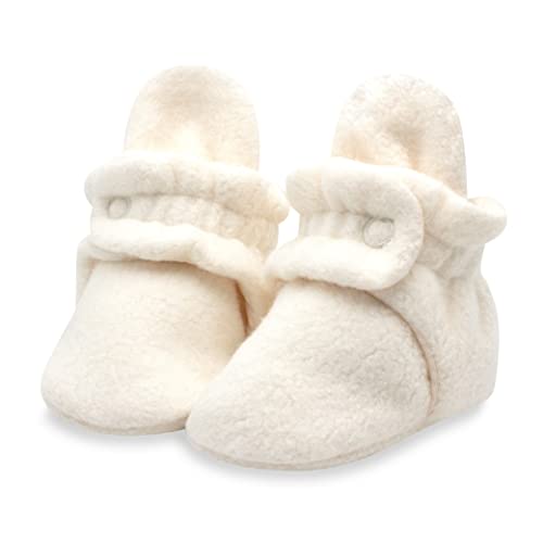 Zutano Unisex Cozie Fleece Baby Booties with Grippers, Baby Essentials, Cream, 18 Months Unisex Infant