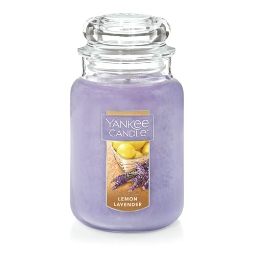 Yankee Candle Lemon Lavender Scented, Classic 22oz Large Jar Single Wick Candle, Over 110 Hours of Burn Time