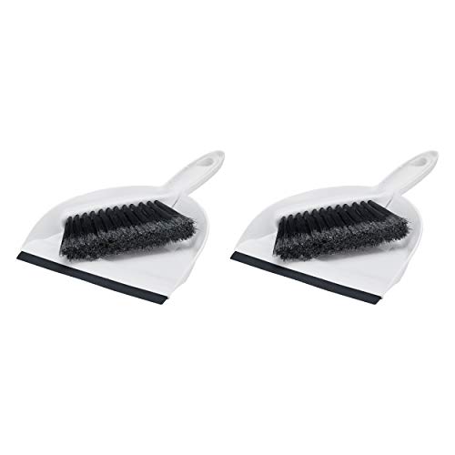 Amazon Basics Mini Brush and Dustpan Set, Pack of 2, Gray (Previously AmazonCommercial brand)