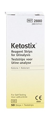 Ascensia Ketostix Reagent Strips for Urinalysis, Measure Ketone Levels, 50-Count Box