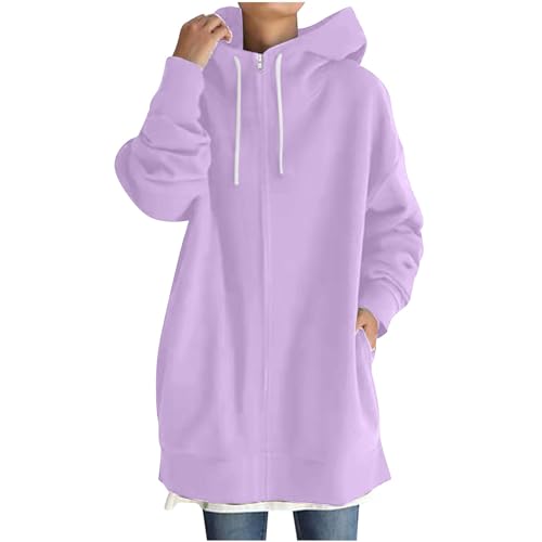 Ceboyel Women Oversized Sweatshirt Loose Fit Full Zip Up Fashion Long Hoodies Trendy Y2K Jackets Winter Outfits Clothes 2023 My Orders Placed Purple S