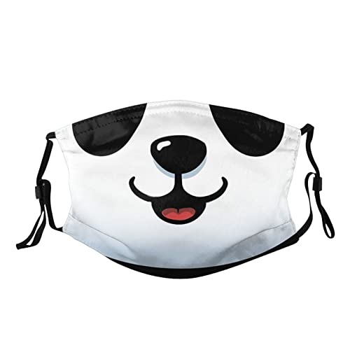 Funny Animal Panda Face Mask Scarf, Washable Bandana Reusable Balaclavas with 2 Filters for Men Women