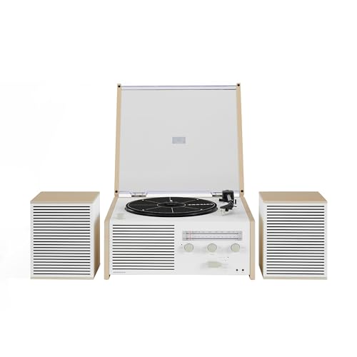 Crosley CR6034B-NA Switch II Belt-Drive Vinyl Record Player Turntable with Bluetooth, AM/FM Radio, Aux-in, and Speakers, Natural