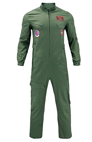 Sinkawa Jackets Maverick Flight Pilot Jumpsuit Halloween Cosplay Costume For Adult Mens-L