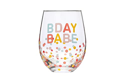 Pearhead Bday Babe Wine Glass, Birthday Party Favor, Birthday Party Accessory, Birthday Celebration Supplies, Great Gift Ideas for Her,15 oz.