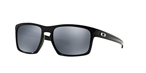 Oakley Men's OO9262 Sliver Polarized Rectangular Sunglasses, Polished Black, 57 mm
