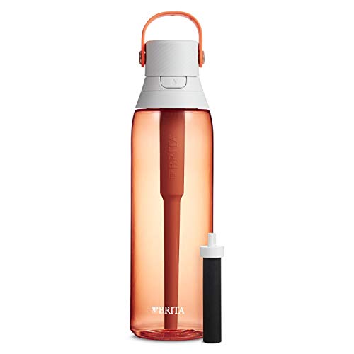 Brita 26 Ounce Premium Filtering Water Bottle with Filter - BPA Free - Coral