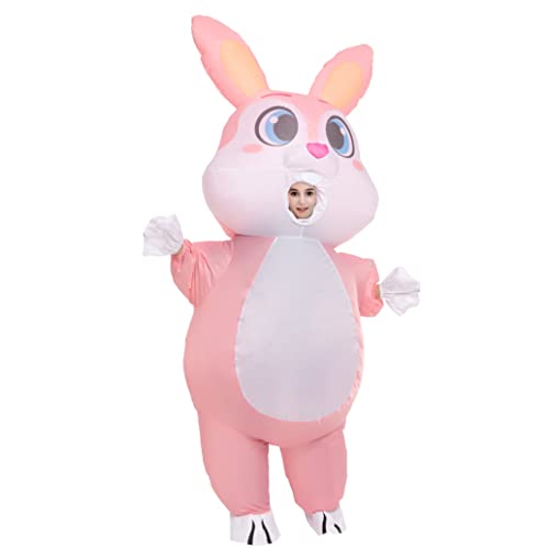 Spooktacular Creations Full Body Pink Easter Bunny Inflatable Costume, Women Full Body Air Blow-up Deluxe Halloween Easter Costume for Adult