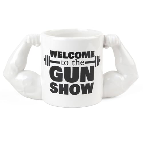 BigMouth Inc Welcome to the Gun Show Coffee Mug - Funny Coffee Mugs for Dad - Great Gag Gift and Gifts for Gym Lovers