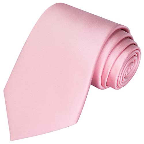 KissTies Pink Solid Tie Rosy Satin Wedding Ties Mens Necktie