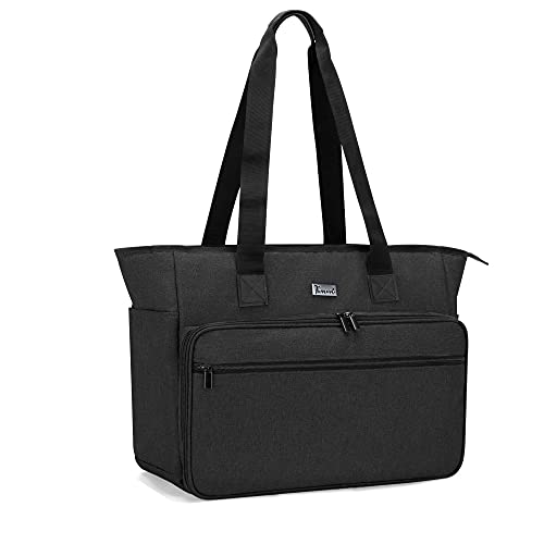 Trunab Teacher Bag Tote, Large Utility Tote for Women with Multiple Pockets Fits 15.6'' Laptop for Work, Office, Business, Black