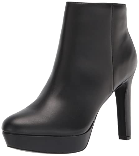 Nine West Women's Glowup Ankle Boot, Black Leather, 8.5