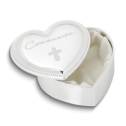 Silver-Tone Zinc Alloy Heart Cross Keepsake Box Silver Traditional Metal Stainless Steel Finish