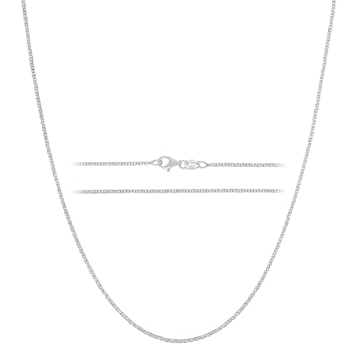 KISPER Silver Diamond Cut Cable Link Chain Necklace – Thin, Dainty, 925 Sterling Silver Jewelry for Women & Men with Lobster Clasp – Made in Italy, 22'