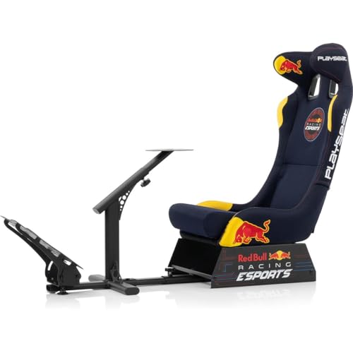 Playseat Evolution Pro Sim Racing Cockpit | Comfortable Racing Simulator Cockpit | Compatible with all Steering Wheels & Pedals on the Market | Supports PC & Console | Redbull Racing Esports edition