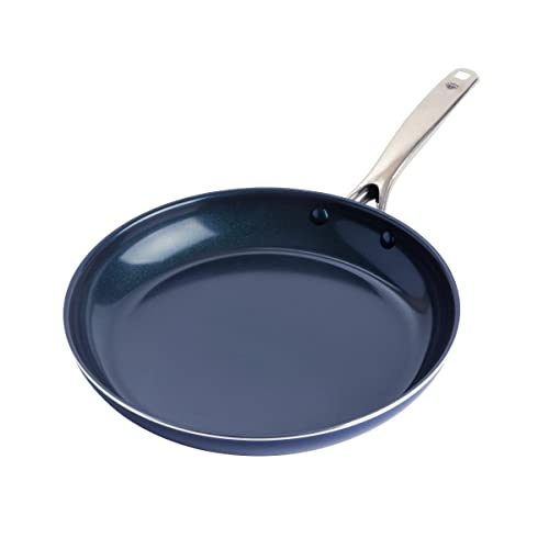 Blue Diamond Cookware Diamond Infused Ceramic Nonstick 12' Frying Pan Skillet, PFAS-Free, Dishwasher Safe, Oven Safe, Blue