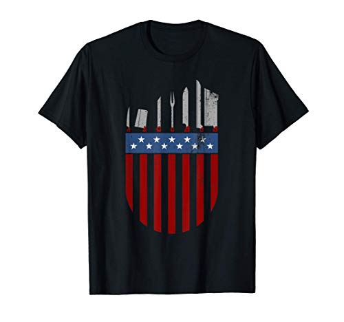 American Flag Gift Idea Kitchen Butcher Knife Set T-Shirt