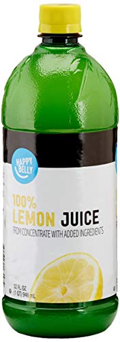 Amazon Brand - Happy Belly 100% Lemon Juice, Bottle, 32 fl oz (Pack of 1)