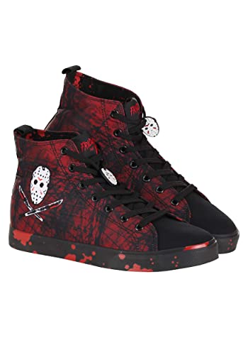 Ground Up Adult Friday The 13th Jason High Top Sneakers Size 12 Red