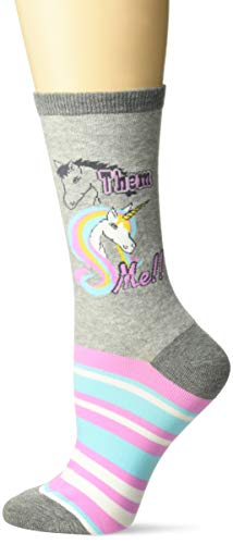 K. Bell Socks Women's Fun with Words Novelty Saying Crew Socks, Gray (Them Me), Shoe Size: 4-10