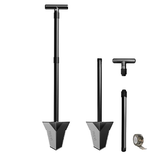 DR.ÖTEK Spade Shovel, Heavy Duty Digging Tool T Handle, Serrated Blade, Root Cutter with Long Short Handle, Garden Spade for Metal Detecting, Transplanting, Trenching, 31 & 45 Inches, 4.5 Pounds