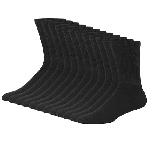 Hanes Men's Double Crew Socks (Pack of 12 Pair), Available in Big & Tall