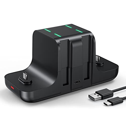 NEWDERY Controller Charger Dock for Nintendo Switch Pro Controller and Joy con, 6-in-1 Fast Charging Dock Station for Switch & OLED Model & Lite with Charging Indicator and Type C Charging Cable