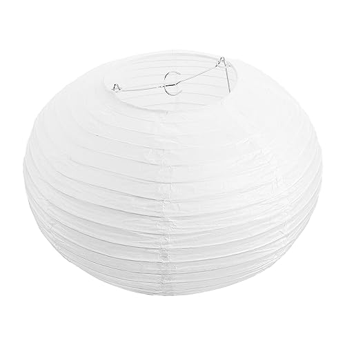 Round Paper Lanterns White Round Paper Lantern Chinese Japanese Pendant Lamp Shade Hanging Paper Lantern Lamps Shade Floor Light Bulb Cage Guard for Living Room Bedroom