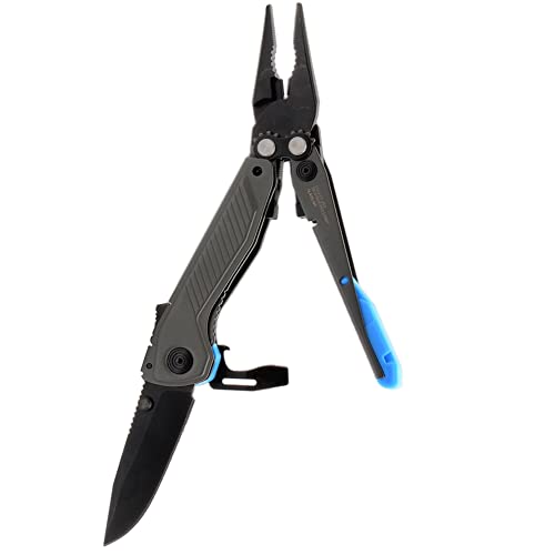 SOG Everyday Daily Solution EDC CRYO D2 Steel Compact Pocket Size Flash MT Multi-Tool, 7 Tools, Stainless-Steel Housing, Urban Gray & Cyan