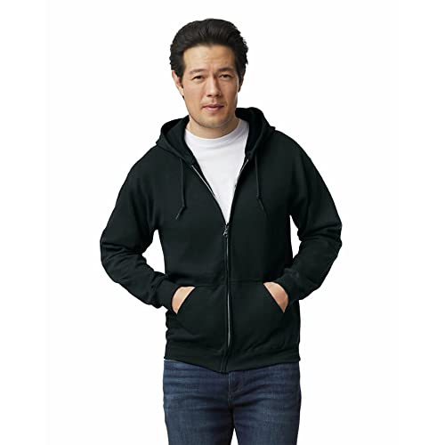 Gildan Adult Fleece Zip Hoodie Sweatshirt, Style G18600, Multipack, Black (1-pack), Large