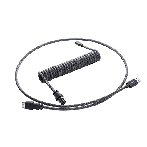 CableMod Pro Coiled Keyboard Cable (Carbon Grey, USB A to USB Type C, 150cm)
