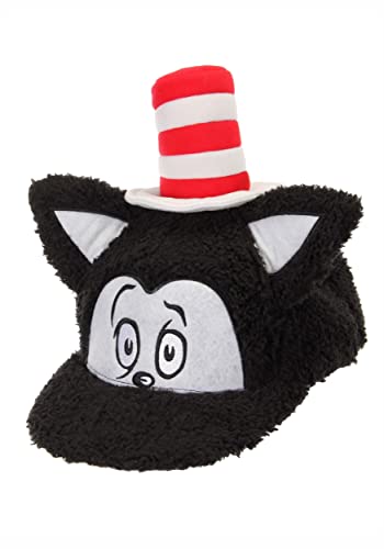 Dr. Seuss Cat in The Hat Costume Fuzzy Snapback Hat Black