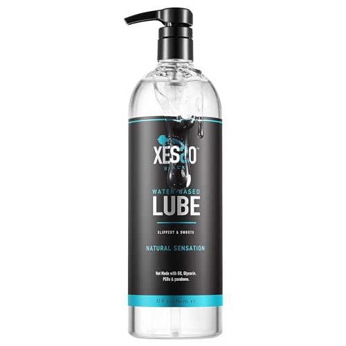 XESSO Water-Based Lube 32 fl oz, All Natural & Hypoallergenic Without Glycerin & Parabens, Slippery Massage Gel for Women, Men and Couples. Made in US & Discreet Package