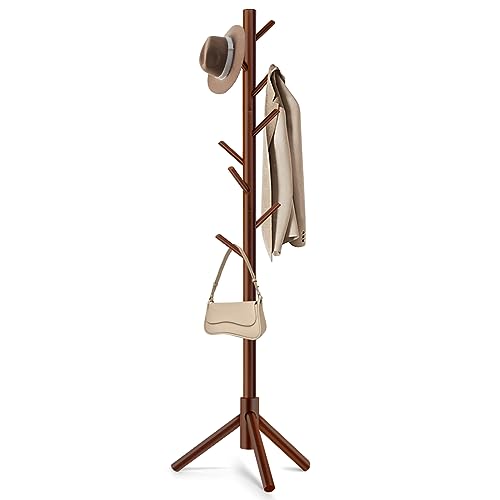 WANGMUXIA Coat Rack, Freestanding Coat Rack with 8 Hooks and 3 Adjustable Size Tree Coat Racks for Bedroom, Hallway, Entrance, Office, for Hats, Coats, Scarves, Handbags