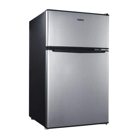 Galanz 3.1 cu ft Compact Refrigerator, Stainless Steel With Reusable Cloth