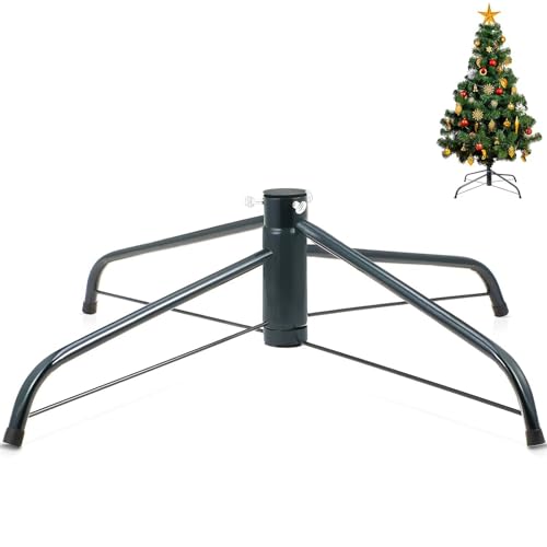 KUANVE Metal Christmas Tree Stand, 12 Inch Folding Xmas Tree Stand Base for 1-3 Ft Christmas Artificial Tree, Replacement Christmas Tree Holder Fit Under 0.75 Inch Pole Xmas Fake Tree