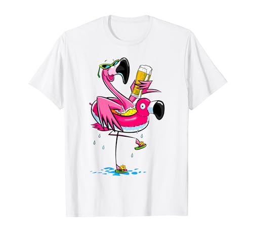 Flamingo Drinking Beer Summer Tshirt Funny Beer Lover Gifts