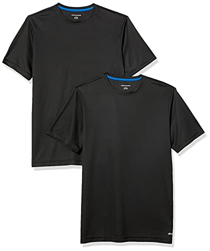 Amazon Essentials Men's Active Performance Tech T-Shirt (Available in Big & Tall), Pack of 2, Black, Large