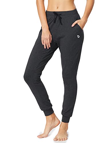 BALEAF Womens Sweatpants Cotton Joggers with Pockets Lounge Sweat Pants Tapered Casual Running Workout Yoga Charcoal Size M